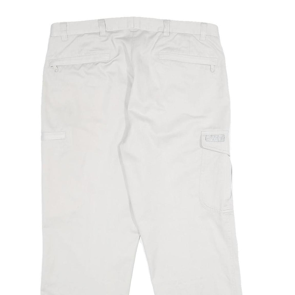 EDMONTE Mens Cotton Blend Regular Fit White Trousers W34 L28 Zip Closure Casual