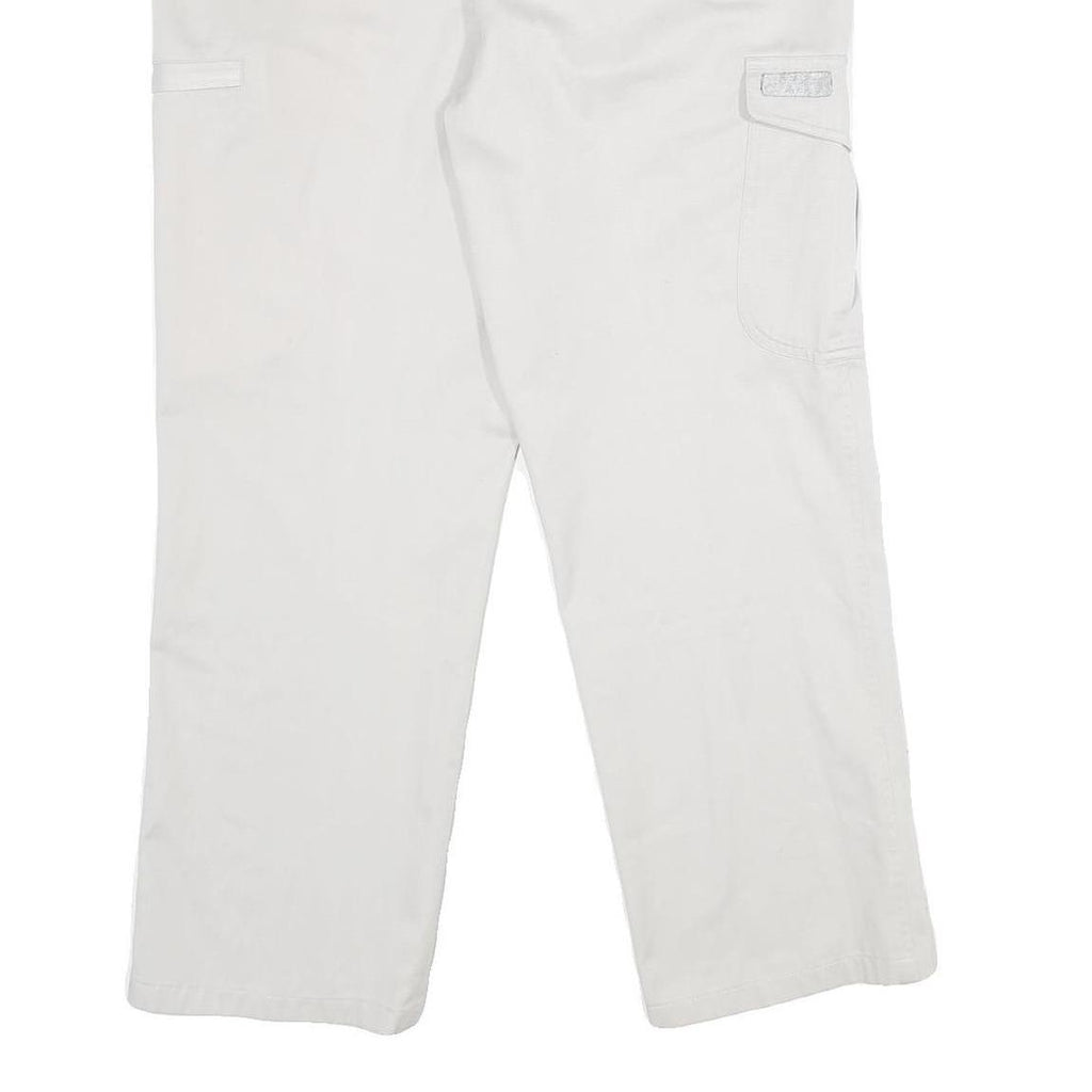 EDMONTE Mens Cotton Blend Regular Fit White Trousers W34 L28 Zip Closure Casual