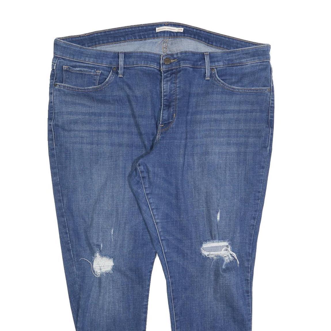 LEVI'S 310 Womens Slim Blue Denim Light W42 L28 Distressed Jeans Zip Closure