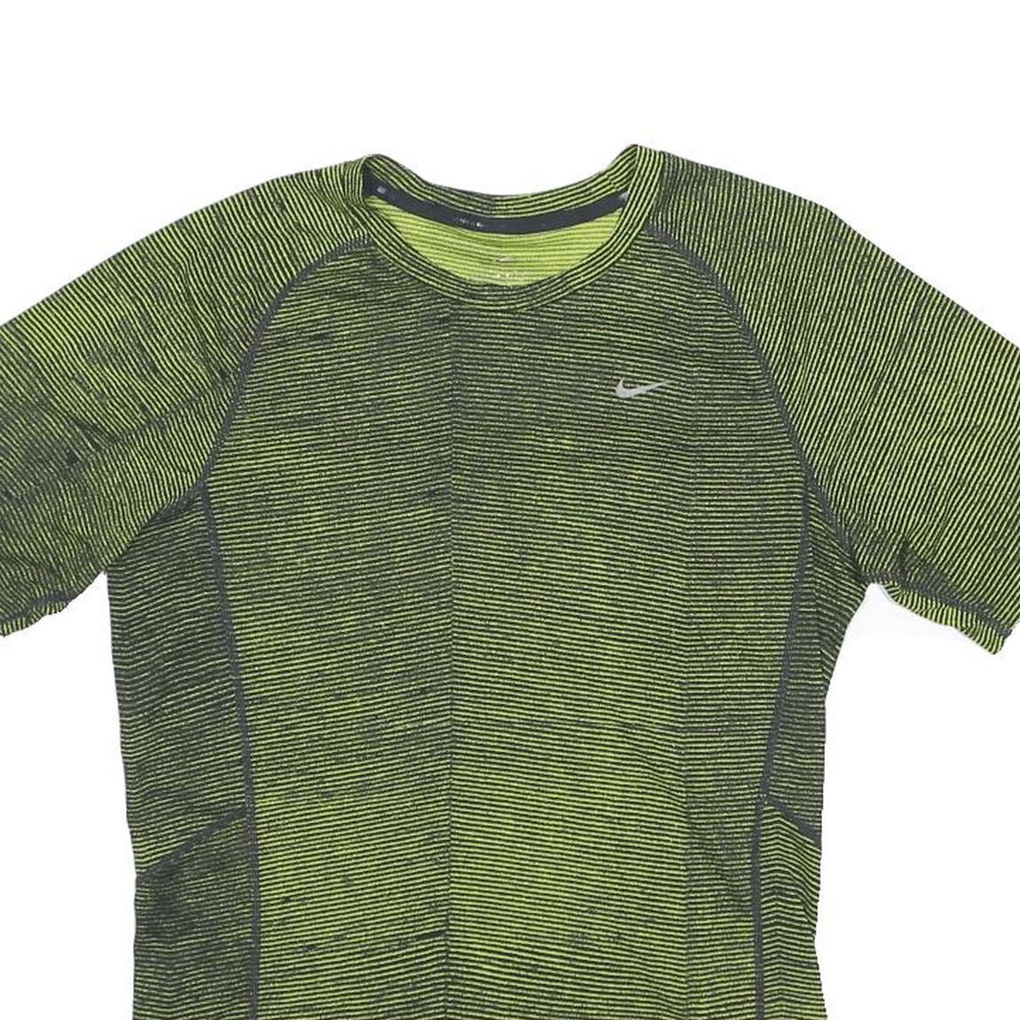 NIKE Mens Green & Black Athletic T-Shirt S Short Sleeve Crew Neck Performance