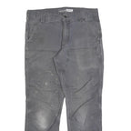 CARHARTT Mens Cotton Blend Relaxed Grey Trousers W32 L30 Workwear Durable Zip