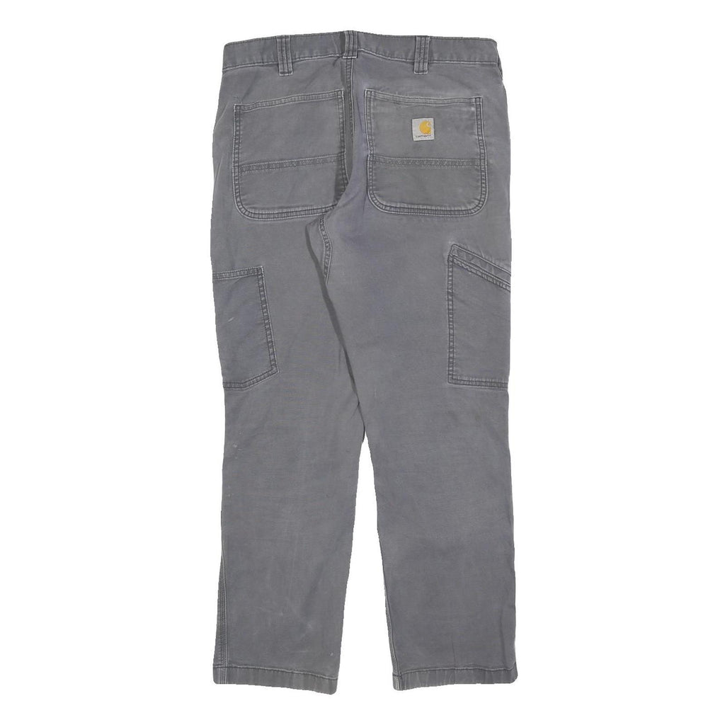 CARHARTT Mens Cotton Blend Relaxed Grey Trousers W32 L30 Workwear Durable Zip