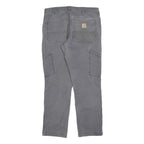 CARHARTT Mens Cotton Blend Relaxed Grey Trousers W32 L30 Workwear Durable Zip