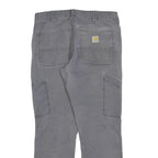 CARHARTT Mens Cotton Blend Relaxed Grey Trousers W32 L30 Workwear Durable Zip