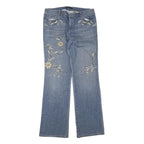 ELIE TAHARI Womens Regular Fit Blue Denim Embellished Jeans W34 L34