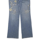 ELIE TAHARI Womens Regular Fit Blue Denim Embellished Jeans W34 L34