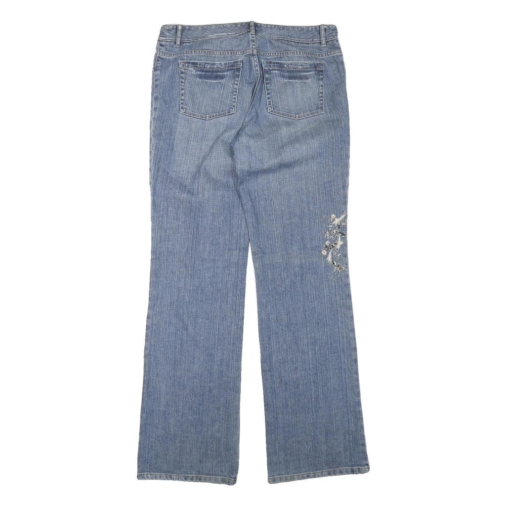 ELIE TAHARI Womens Regular Fit Blue Denim Embellished Jeans W34 L34