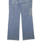 ELIE TAHARI Womens Regular Fit Blue Denim Embellished Jeans W34 L34
