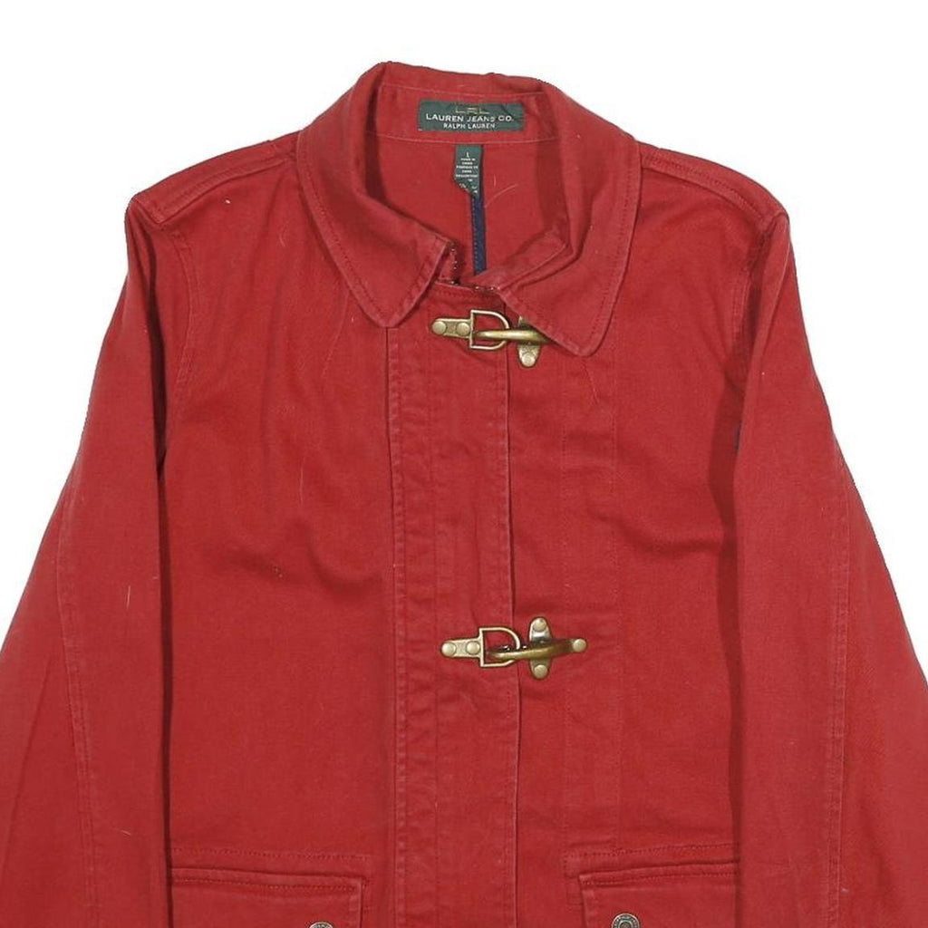 LAUREN RALPH LAUREN Womens Red & Navy Cotton Jacket L Woven Zip Closure
