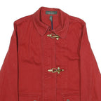 LAUREN RALPH LAUREN Womens Red & Navy Cotton Jacket L Woven Zip Closure