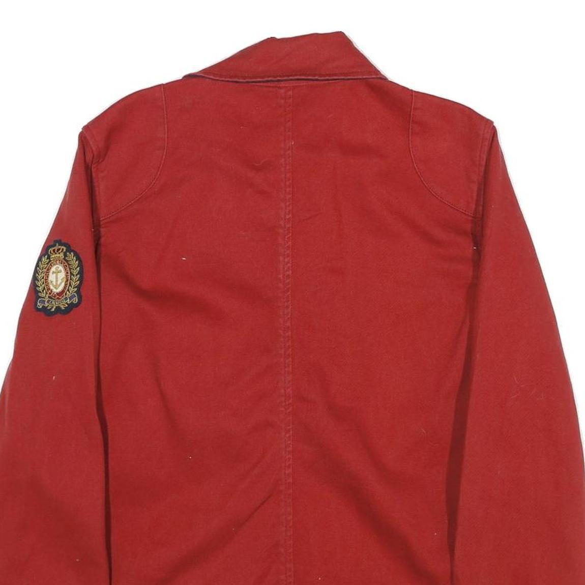 LAUREN RALPH LAUREN Womens Red & Navy Cotton Jacket L Woven Zip Closure