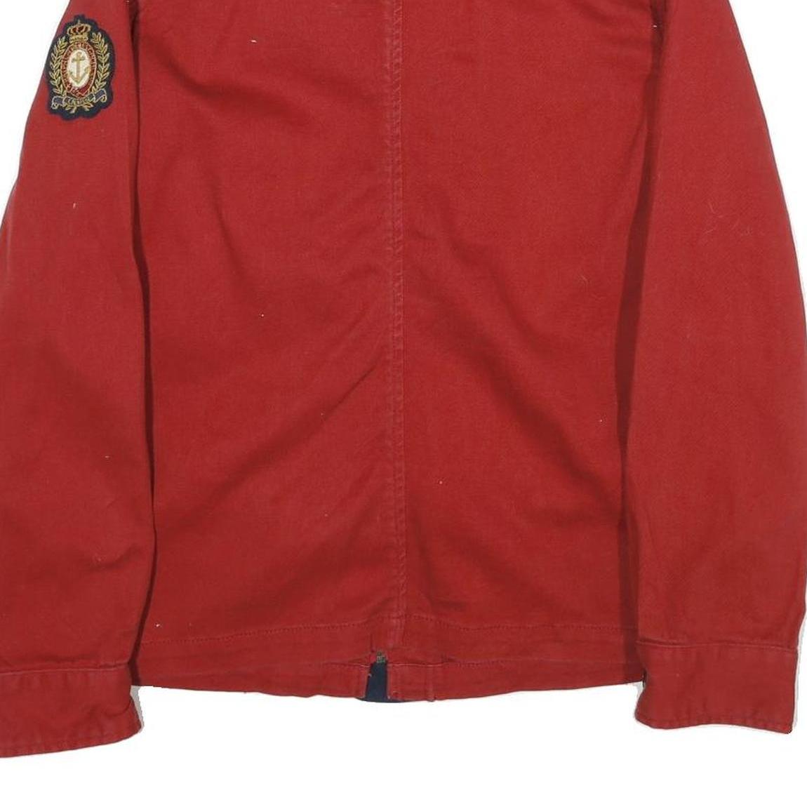 LAUREN RALPH LAUREN Womens Red & Navy Cotton Jacket L Woven Zip Closure