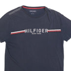 TOMMY HILFIGER Mens Blue Graphic T-Shirt L Short Sleeve Crew Neck Logo Print