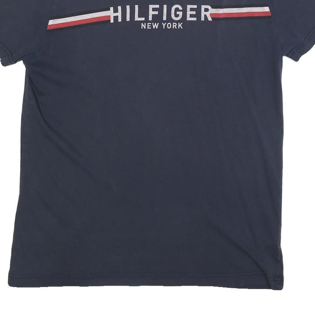 TOMMY HILFIGER Mens Blue Graphic T-Shirt L Short Sleeve Crew Neck Logo Print