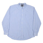 TOMMY HILFIGER Mens Blue Button-Down Shirt XL Cotton Blend Classic Fit Formal
