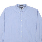 TOMMY HILFIGER Mens Blue Button-Down Shirt XL Cotton Blend Classic Fit Formal