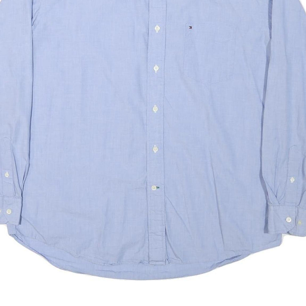 TOMMY HILFIGER Mens Blue Button-Down Shirt XL Cotton Blend Classic Fit Formal
