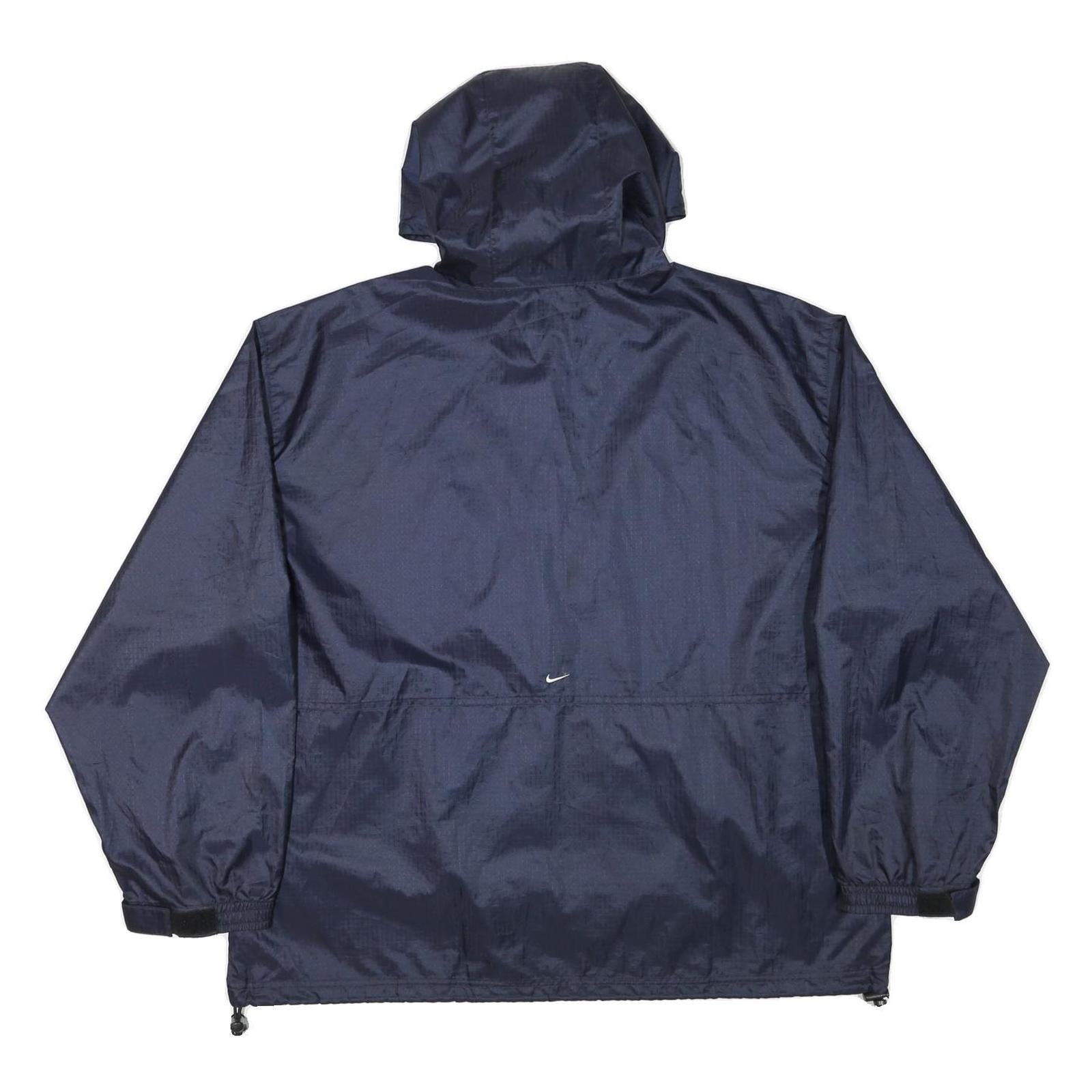 NIKE Mens Navy Blue Hooded Windbreaker Jacket XL Polyester Blend Plain Zip