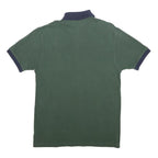 TOMMY HILFIGER Mens Green & Navy Cotton Short Sleeve Polo Shirt S Branded Logo