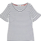 BODEN Womens White & Navy Stripe Day Jersey Short Sleeve Knee Length UK 8
