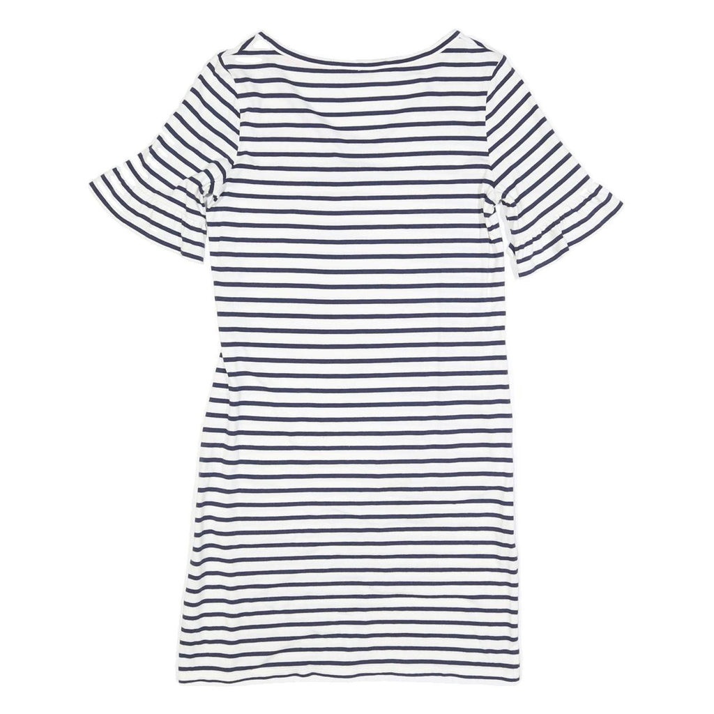 BODEN Womens White & Navy Stripe Day Jersey Short Sleeve Knee Length UK 8