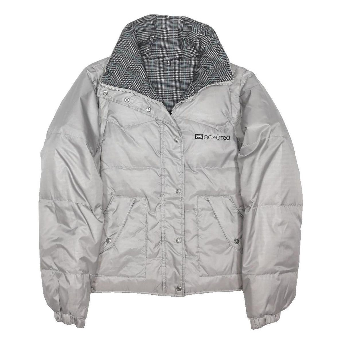 ECKO UNLTD Womens Grey Bomber Jacket L Polyester Blend Plain Zip Padded