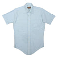 DU POINT Mens Blue Nylon Shirt M Classic Button Collar Short Sleeve
