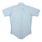 DU POINT Mens Blue Nylon Shirt M Classic Button Collar Short Sleeve