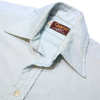 DU POINT Mens Blue Nylon Shirt M Classic Button Collar Short Sleeve