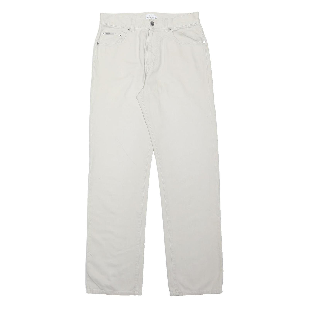 CALVIN KLEIN JEANS Mens Regular Fit Beige Denim W30 L33 Classic Cotton Blend Zip