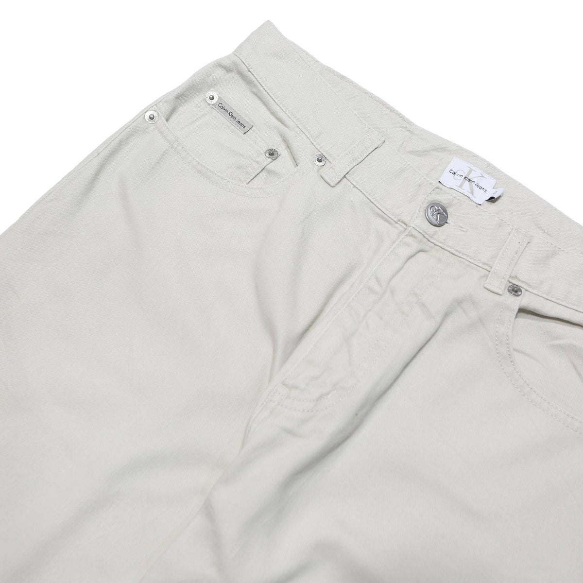 CALVIN KLEIN JEANS Mens Regular Fit Beige Denim W30 L33 Classic Cotton Blend Zip