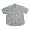 COLEMAN Mens Grey Cotton Short Sleeve Shirt L Printed Casual Button Down