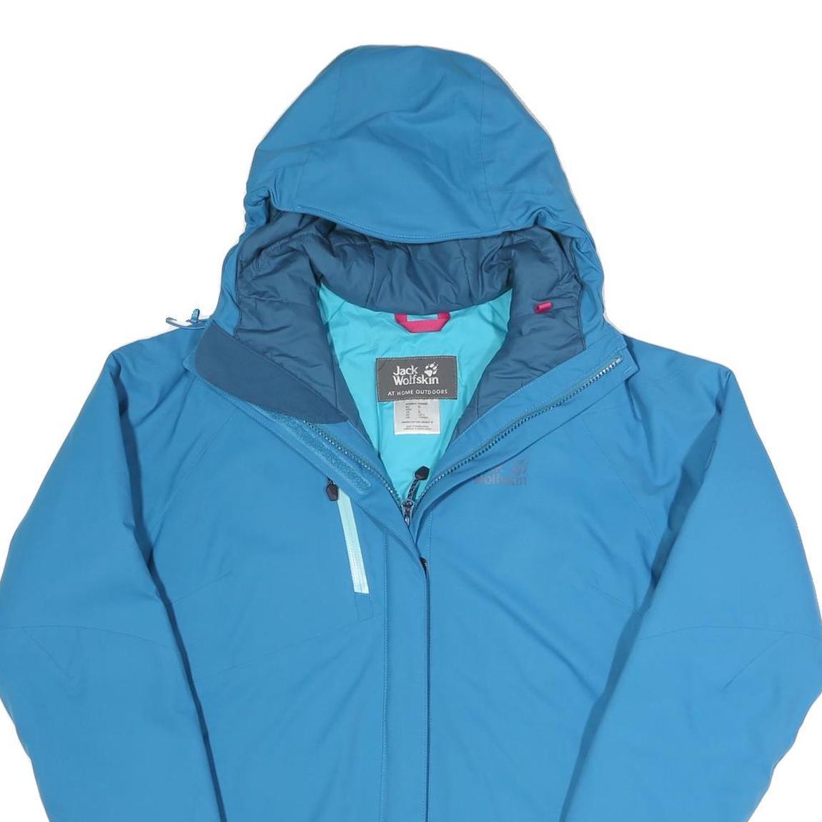 JACK WOLFSKIN Womens Blue Outdoor Jacket UK 12 Polyester Blend Zip Hooded
