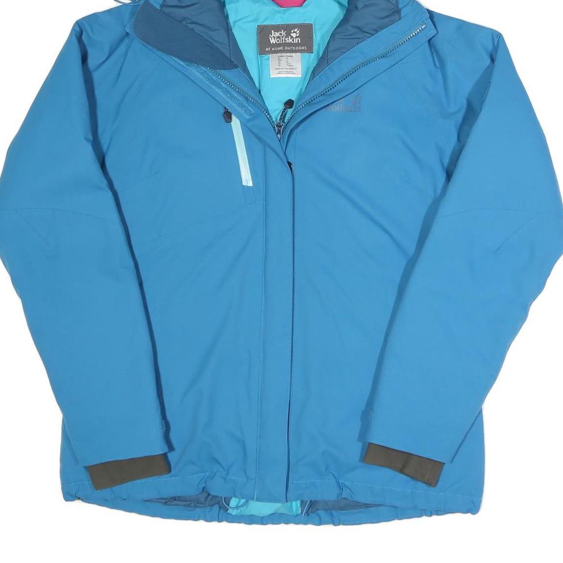 JACK WOLFSKIN Womens Blue Outdoor Jacket UK 12 Polyester Blend Zip Hooded