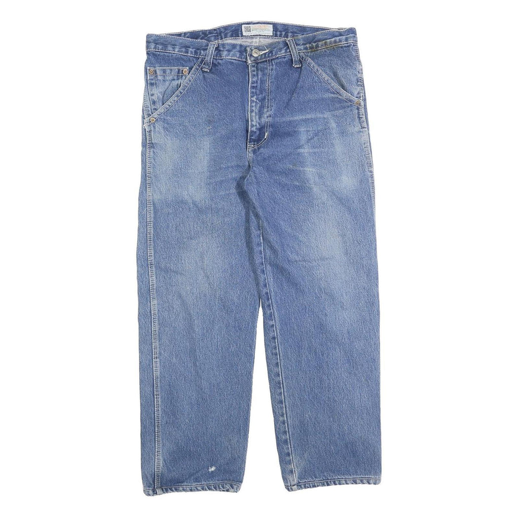 OXYGENE Mens Regular Fit Blue Denim Jeans W34 L26 Zip Closure Classic Style