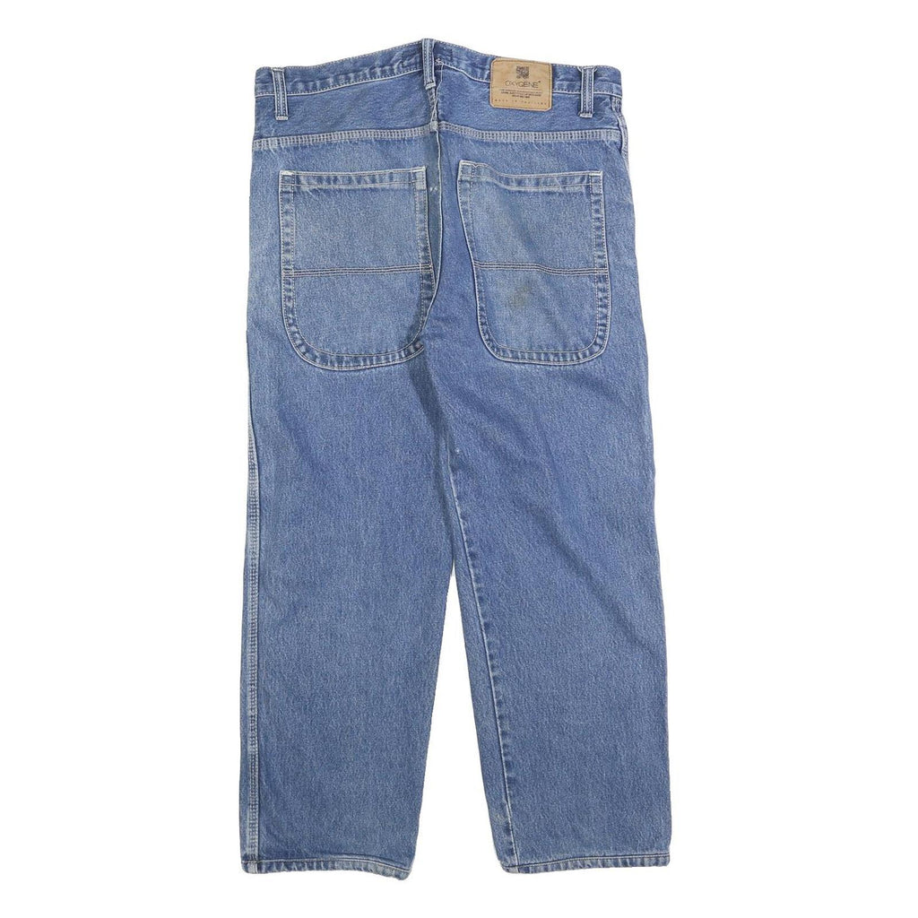 OXYGENE Mens Regular Fit Blue Denim Jeans W34 L26 Zip Closure Classic Style