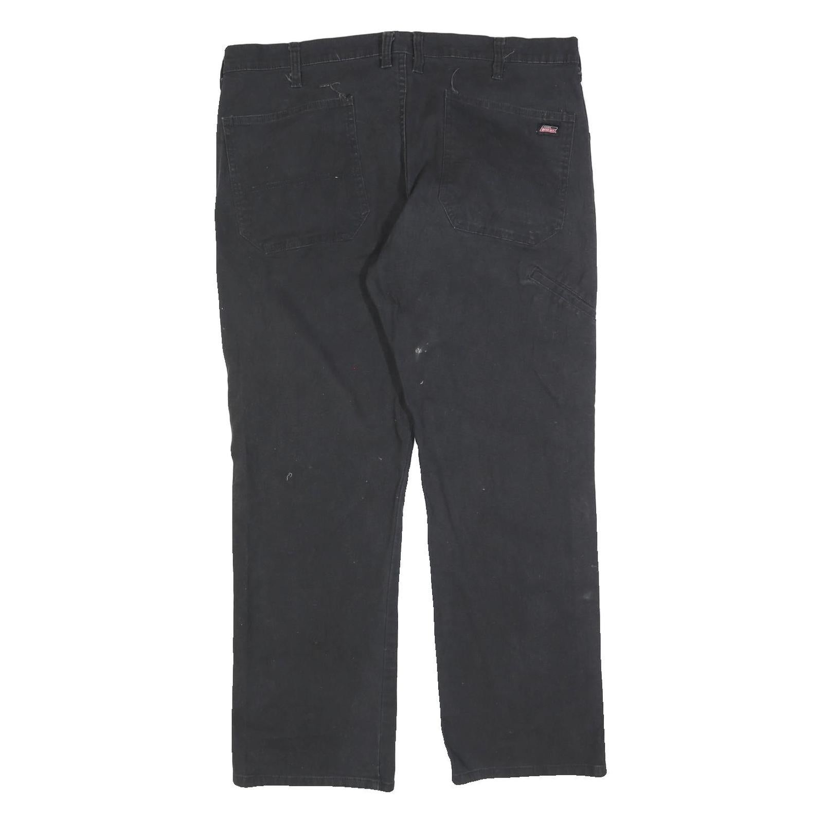 DICKIES Mens Cotton Blend Black Regular Fit Straight Leg Trousers W38 L30