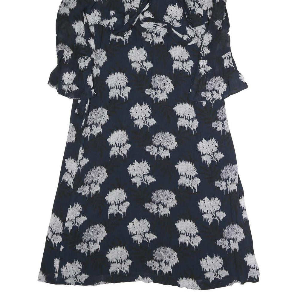 GANNI Womens Black & White Floral Day Polyester Mini Dress L Halter Neck