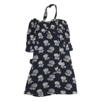 GANNI Womens Black & White Floral Day Polyester Mini Dress L Halter Neck