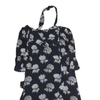 GANNI Womens Black & White Floral Day Polyester Mini Dress L Halter Neck