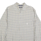 NAUTICA Mens Beige & Brown Checked Shirt M Cotton Blend Casual Button Down Long