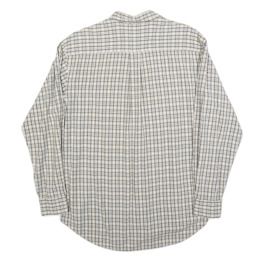 NAUTICA Mens Beige & Brown Checked Shirt M Cotton Blend Casual Button Down Long