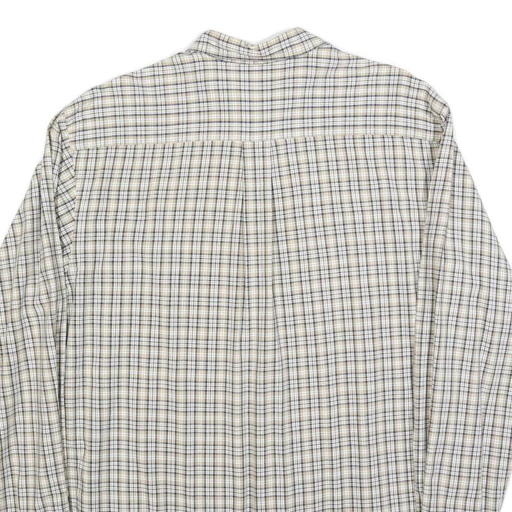 NAUTICA Mens Beige & Brown Checked Shirt M Cotton Blend Casual Button Down Long