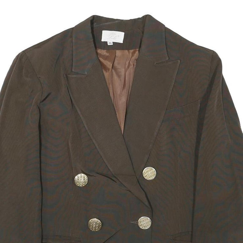 LUTI Womens Brown Wool Blend Button Jacket M Plain Classic Tailored