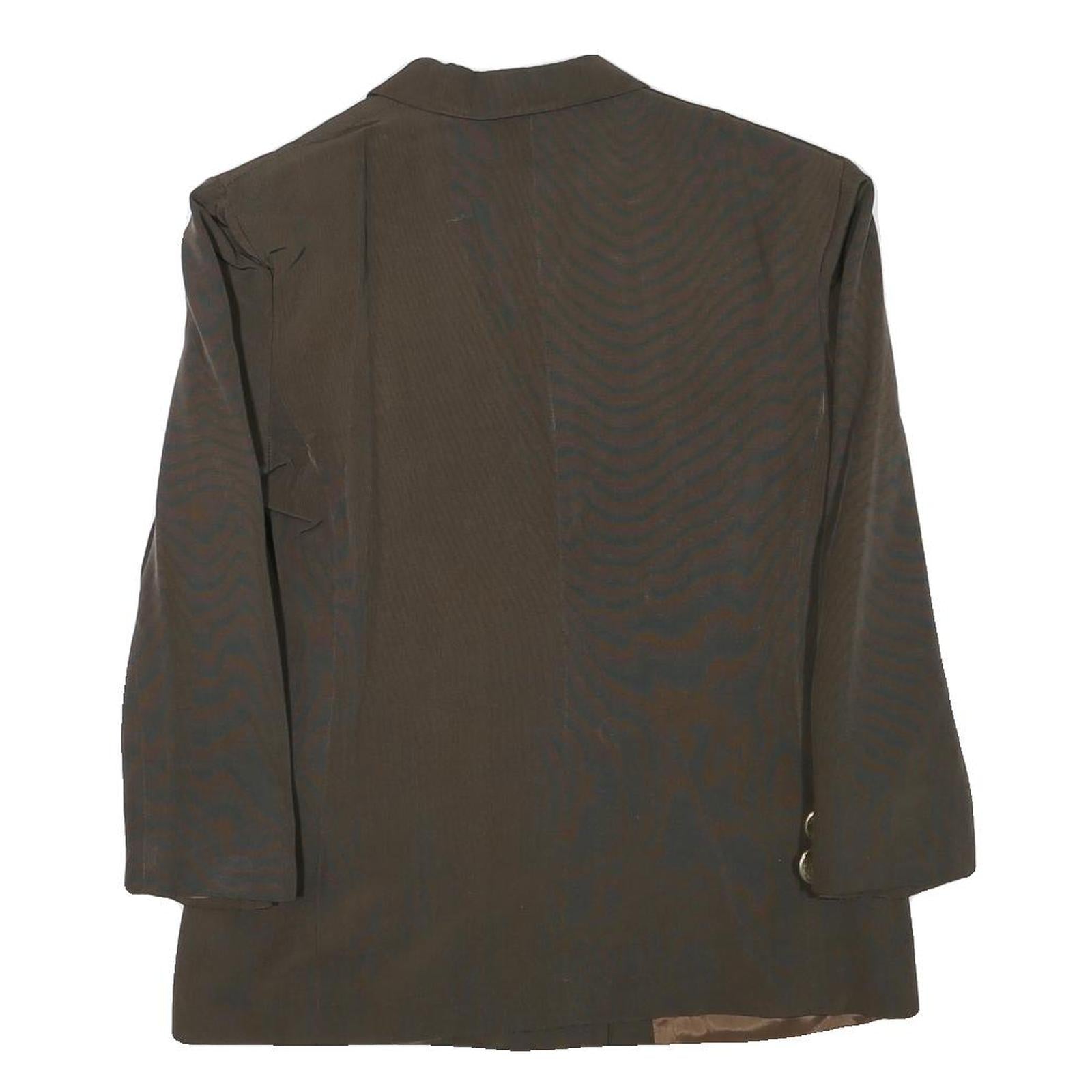 LUTI Womens Brown Wool Blend Button Jacket M Plain Classic Tailored