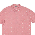 VANS Mens Pink Shirt XL Cotton Blend Casual Button Down Palm Trees Print