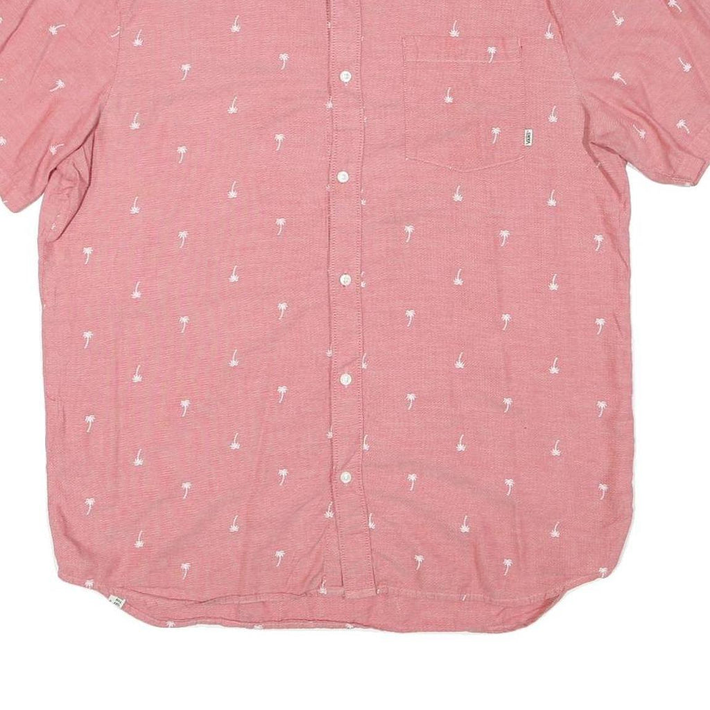 VANS Mens Pink Shirt XL Cotton Blend Casual Button Down Palm Trees Print