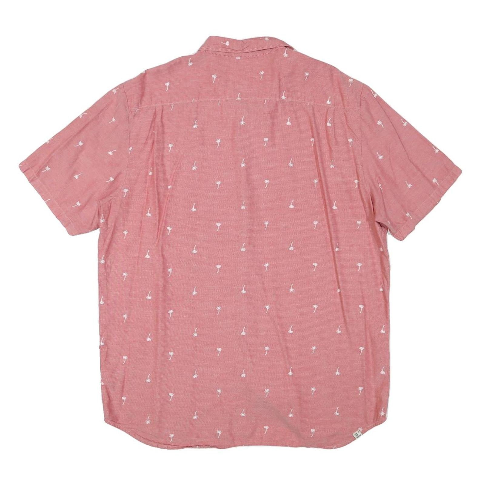 VANS Mens Pink Shirt XL Cotton Blend Casual Button Down Palm Trees Print