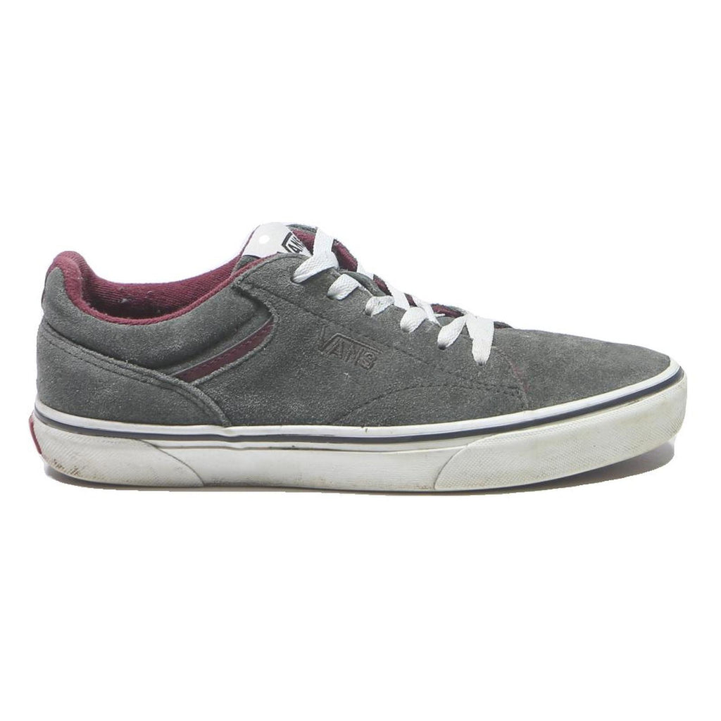 VANS Mens Canvas Lace-Up Trainers Grey Burgundy UK 6.5 Comfortable Casual