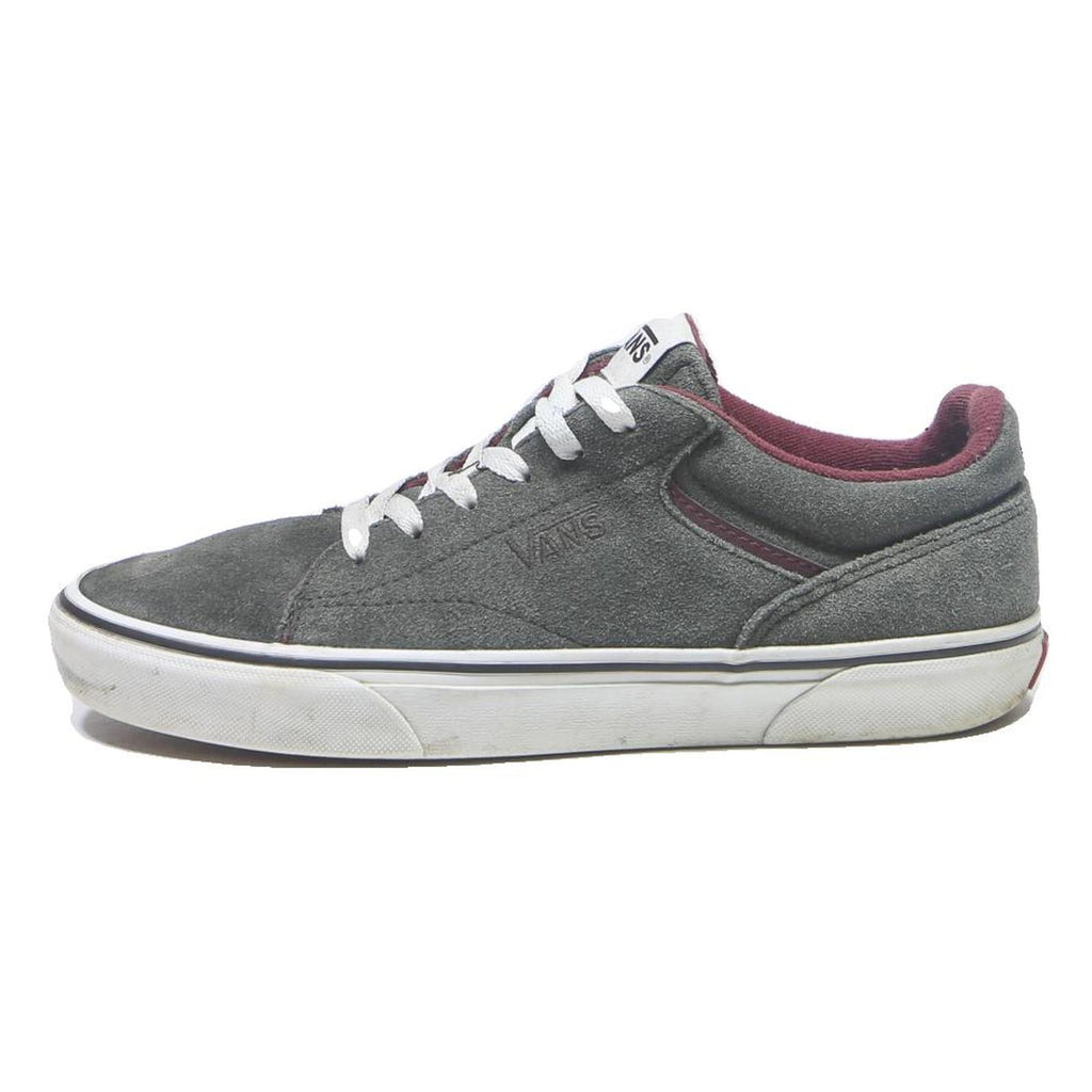 VANS Mens Canvas Lace-Up Trainers Grey Burgundy UK 6.5 Comfortable Casual